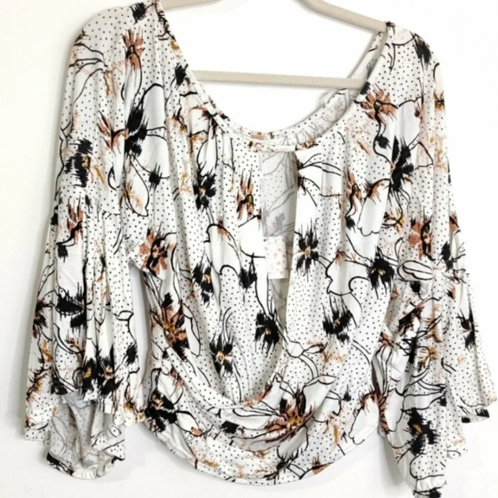 FREE PEOPLE Last Time Floral Printed Drape Blouse NWT sz M